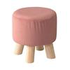 Palette Life Stylish Nordic Stool, 26cm Tall, Wooden Legs, Backless, Low, Small, Compact, Mini, Round, Natural, Pink, Washable Cover
