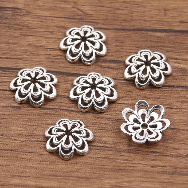 

Античні срібні роздільники-квіти: Багатостильовий, порожнистий дизайн для DIY браслетів та намист