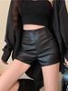 Kleine PU-Lederhose Damen Hottie Leggings Shorts Herbst und Winter Neue Kleidung Schwarz Hochtailliert A-Linie Leggings