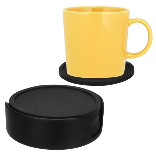 Rimmed Silicone Coasters, 6-Piece Set, with Storage Case, Leak-Resistant, Non-Slip, Stable, Gift for Glasses and Mugs