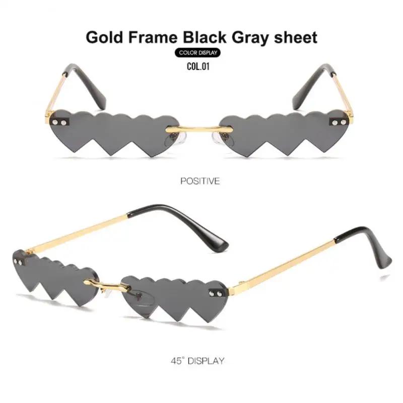 Small Love Heart Sunglasses Funny Glasses Personality Rimless Fashion Eyewear Street Shooting Glasses Sunglasses