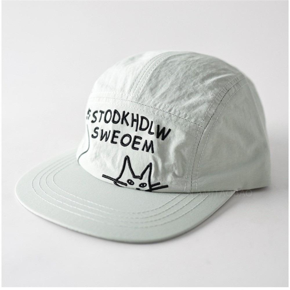 Cat Embroidered Pattern Embroidery Baseball Caps Flat Brim Baseball Caps for Men and Women зелёный