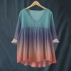 Women's Fashionable And Casual Shirt Long-sleeved V-neck Print Cotton And Linen Blouse