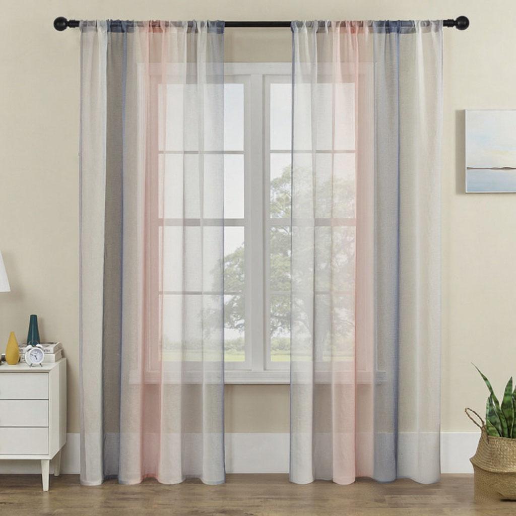 Rainbow Sheer Curtains - Light Filtering Voile Scarf for Balcony, Bay Window, Living Room, Room Divider & Privacy