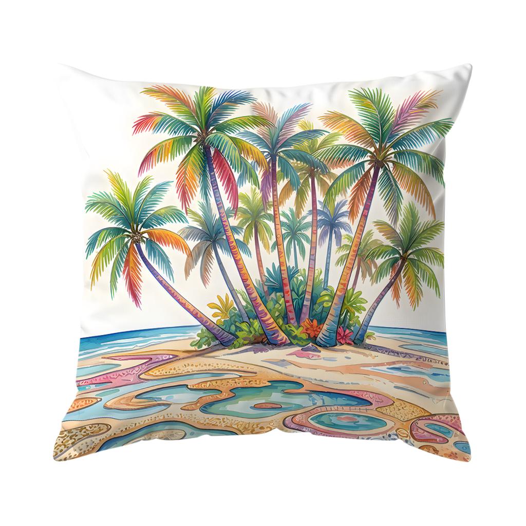 Tropische Hibiskusblüten Palmen Kissen Kissenbezug Polyester Kissenbezug Dekokissen Kissenbezug Haus Auto Sofa Dekor