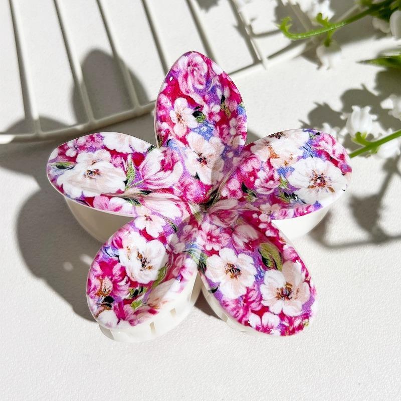Printed Clips, Egg Flower Fresh and Light Hair Clips Back of The Head Updo Shark Clips