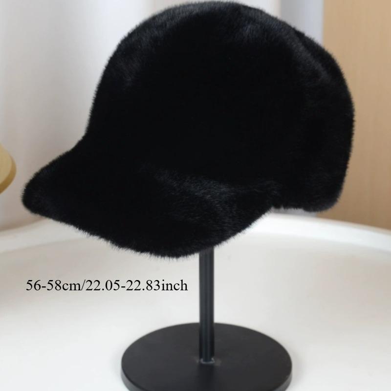 Plush Fisherman Cap Thick Fur Cap Autumn Winter Natural Warm Female Fashion Hat Earmuffs Foldable Portable Warm Breathable Fashion Women