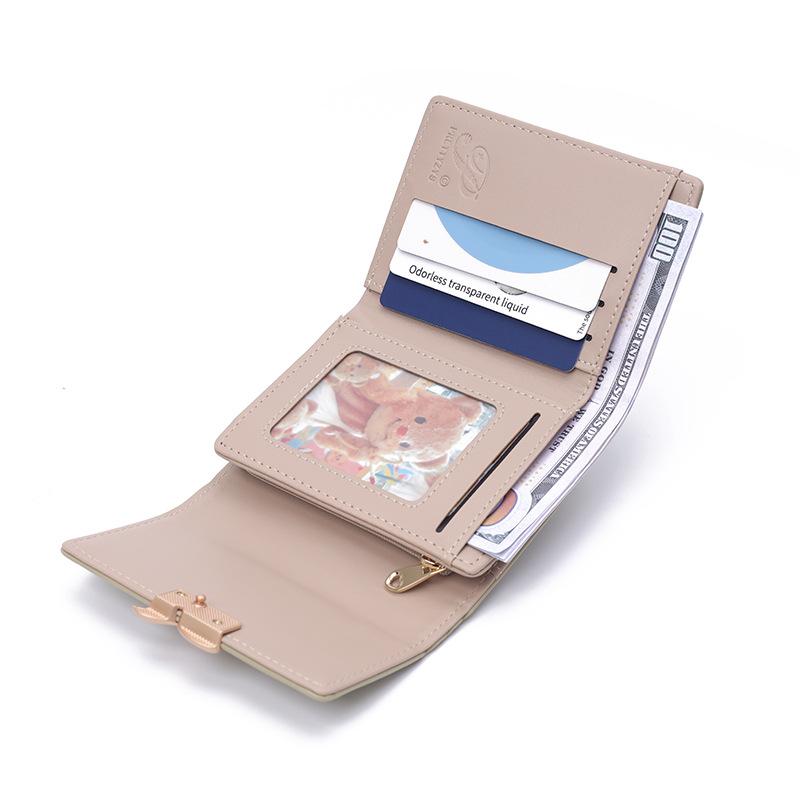 Ladies' Short Leaf Wallet, Embroidered Flower Wallet, Zipper Coin Student Multi functional Change Card Bag