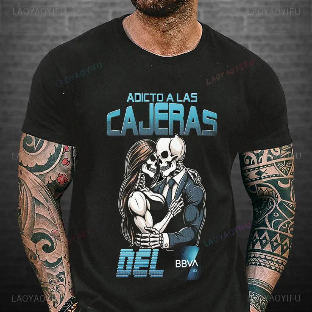 T-Shirt Calacas Chidas OXXO T-Shirt Süchtige Nach Den Kassiererinnen Von Oxxo T-Shirts Lustiger Totenkopf OXXO Logo Herren T-Shirt Bedruckte Oberteile