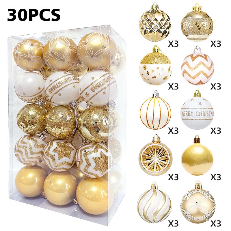 30pc/box Painting New Year Sparkling Christmas Balls Gifts Christmas Tree Pendants Home Hanging Pendants Exquisite 6cm