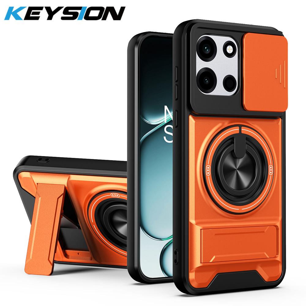 

KEYSION Magnetic Phone Case for OnePlus Nord 6 1+Nord6 Slide Camera Protection Upright Kickstand 360° Ring Shockproof Back Cover for OnePlus Nord 6 оранжевый