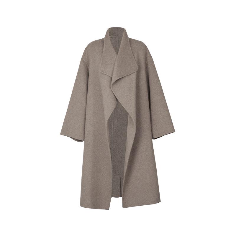 

5werkwen Totem Classic Women s Mid-Length Double-Sided Wool Coat with Wide Lapels, Available in Two Colors for Autumn XS