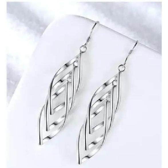 Classic Silver Needle Drop Earrings For Women Silver Long Tassel Multi-layer Twisted Wave Earrings Oorbellen Brincos Pendientes