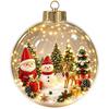 Klar Runde Form Weihnachtskugel Schmuck Warmes Licht Eingebaute Lichter Christbaumkugel Aufhängeschlaufe Miniatur-Szene Geschichten-Schmuck