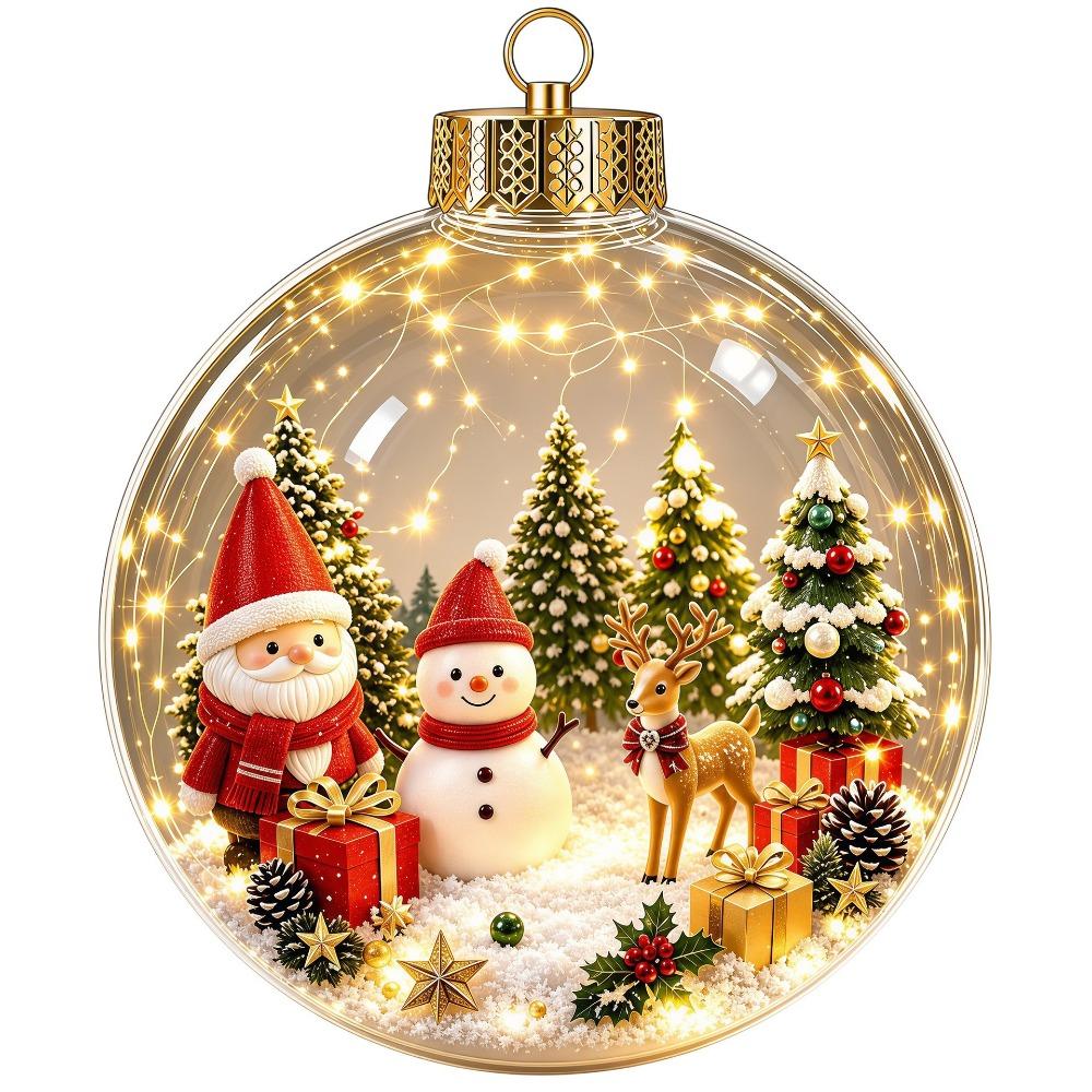 Clear Acrylic Lighted Christmas Ball Ornament Light-Up Tree Hanging Bauble Christmas Tree Decor