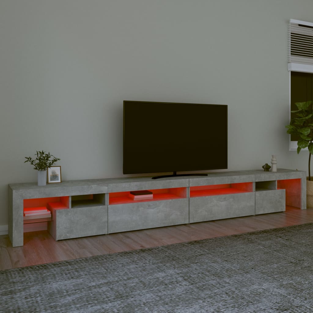 Vidaxl Szafka Pod Tv Z Oświetleniem Led, Szarość Betonu, 290X36,5X40Cm