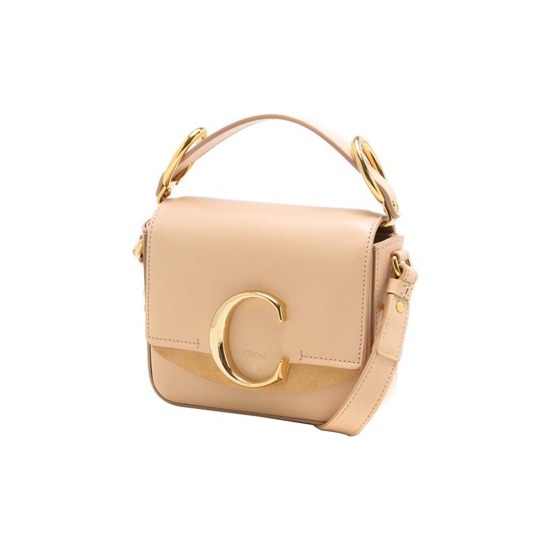 Chloe Metal C Letter Mini Shoulder Crossbody Handbag Women Handbags Pink Apricot CHC19-US193A37-6H6
