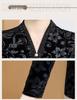 Elegant Black Velvet Print Long-Sleeve Loose T-Shirt for Middle-Aged & Elderly Women - Plus Size, Thin, Ideal for Spring & Autumn