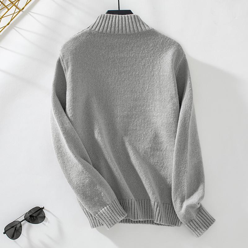 Women's Knitwear Autumn and Winter Solid Color Loose Large Size Pullover Half Turtleneck