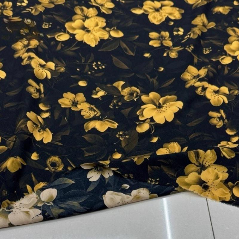 100x150cm Floral Printed Style Fabric Summer Silk Chiffon Fabric for Diy Sewing Soft Comfortable Dress Shirt Pajamas Pants
