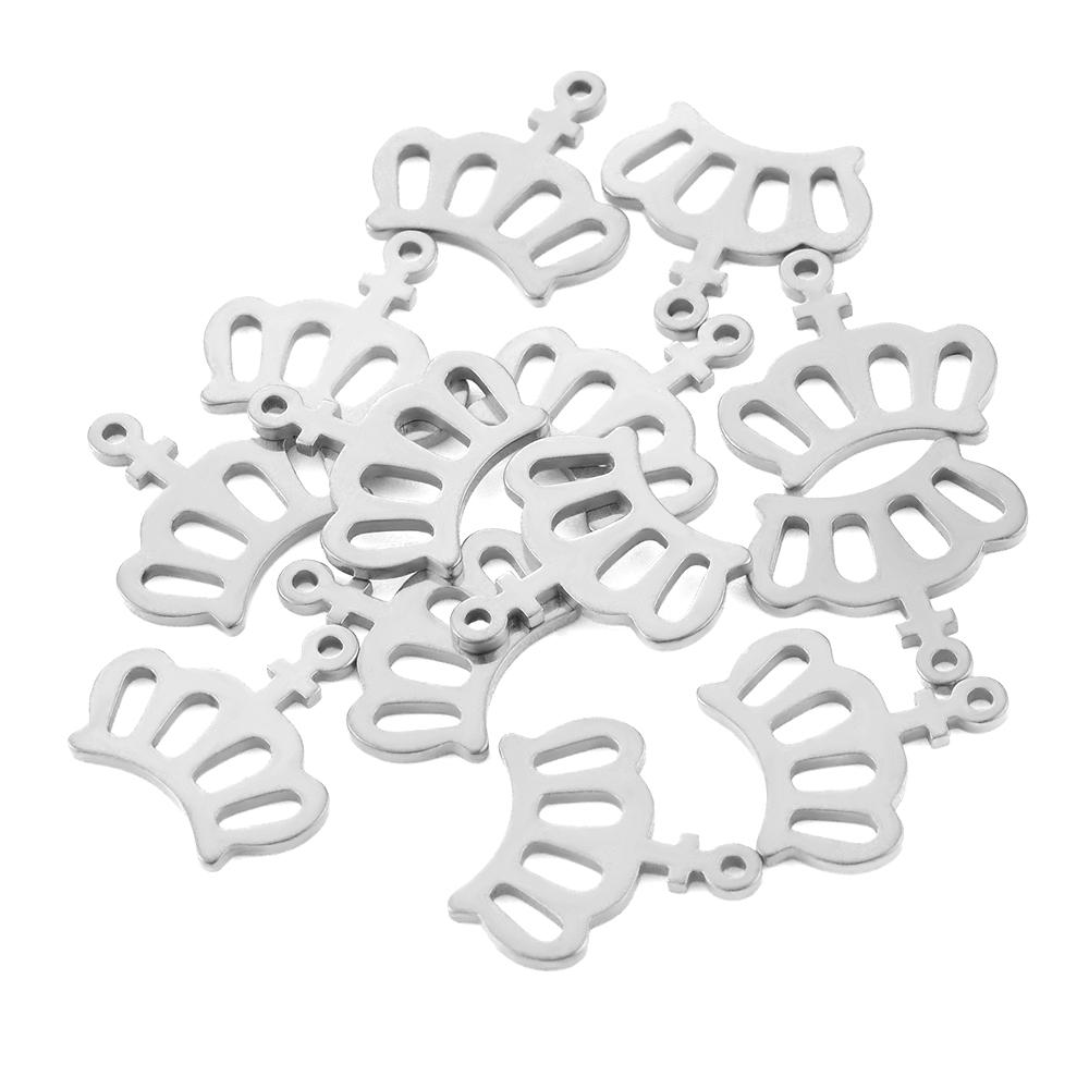 20pcs/lot Stainless Steel Angel Crown Cross Heart Charms Pendant for DIY Bracelet Anklet Earring Jewelry Making Supplies