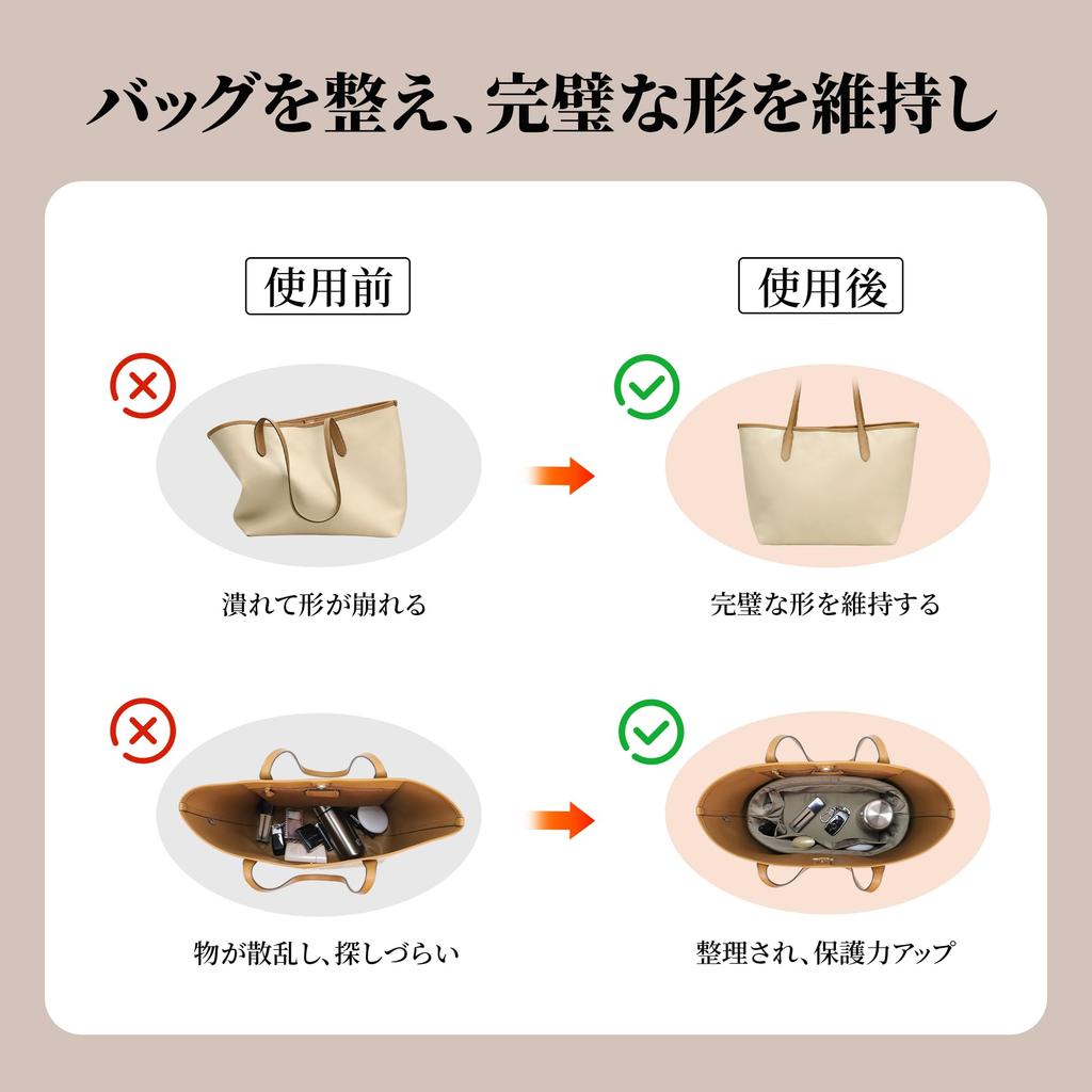 ArcDiary Bag-in-Bag Organizer, Lightweight, with Base, Zipper, Waterproof Fabric, Stands Up, Easy To Use, Premium Quality, Universal Size, Suitable