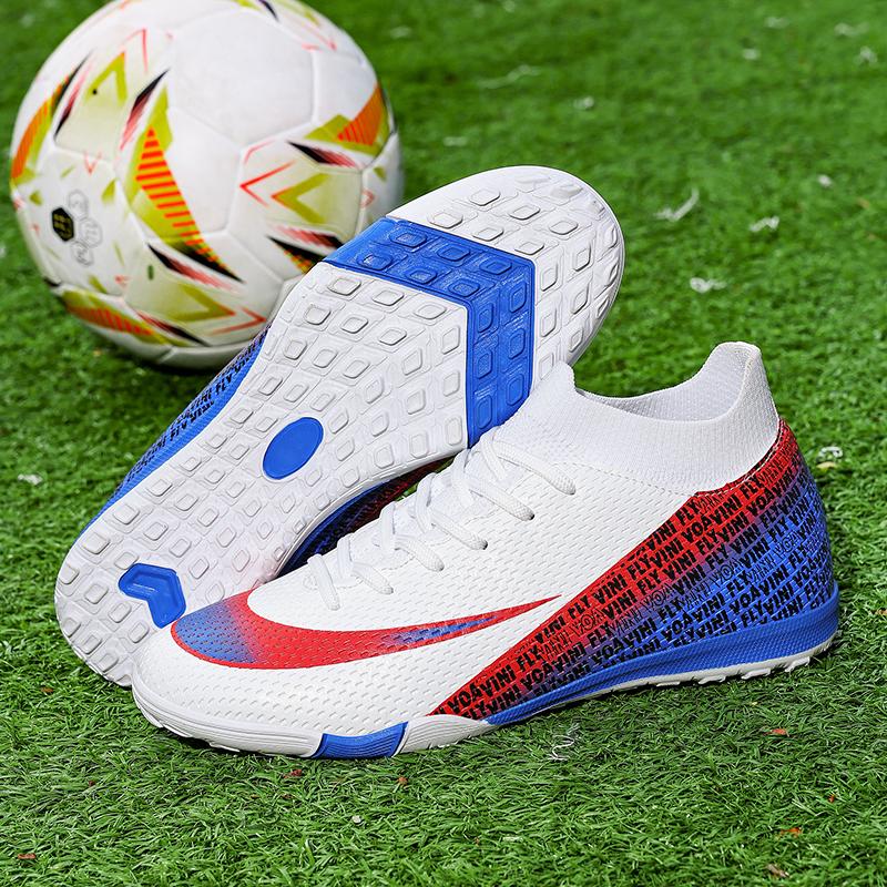 Youth Football Shoes  New Anti Slip Lace Up Grass Wear Resistant Training Ankle Boots Man Comfort Professional Soccer Shoes