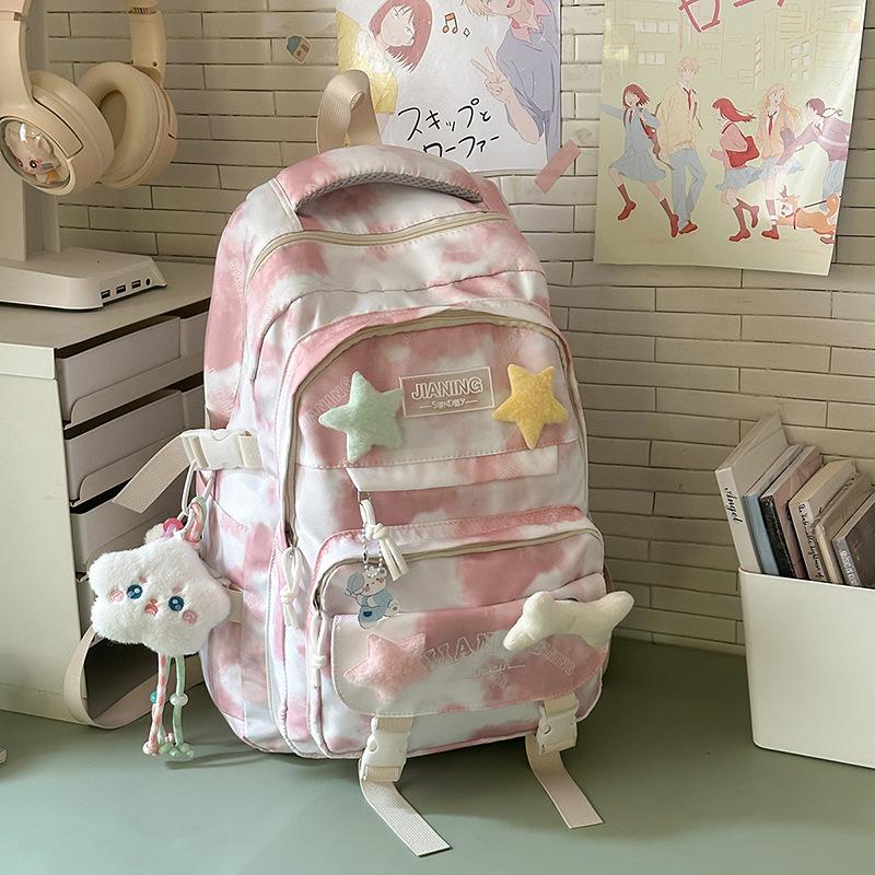 New High-value Personalized Graffiti Tie-dye Backpack, Lightweight and Large-capacity Backpack for Junior High School Students