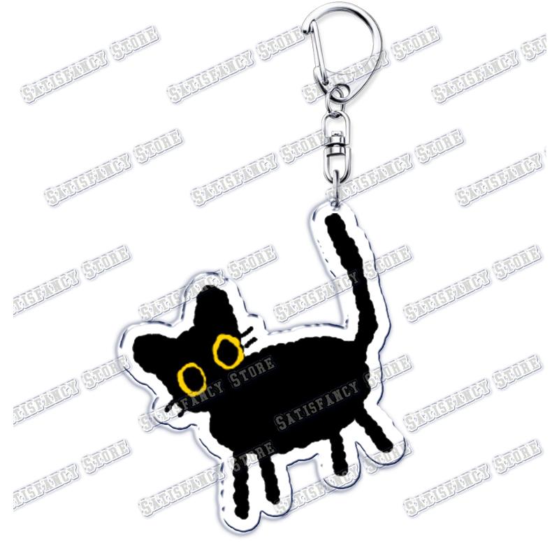 Cute Kawaii Little Black Cat Acrylic Keychains Funny Pet Kitty Keyring for Accessories Bag Pendant Key Chain Jewelry Fans Gifts