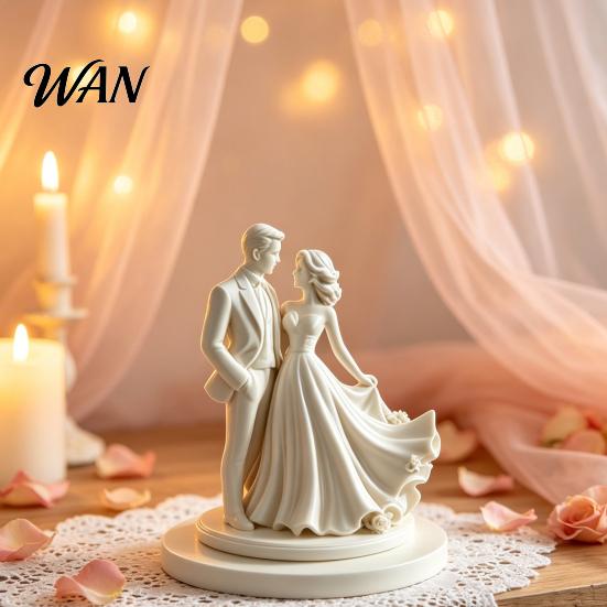 Decorative Sculpture Desktop Ornament 3D Printed Bride Groom Figure Romantic Home Style Figurine Wedding Table Decoration
