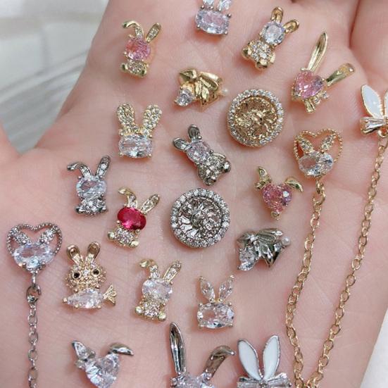 2Pcs Nail Sparkling Decor Non-falling Shining Three-dimensional Art Dazzling DIY New Year Nail Art Bunny