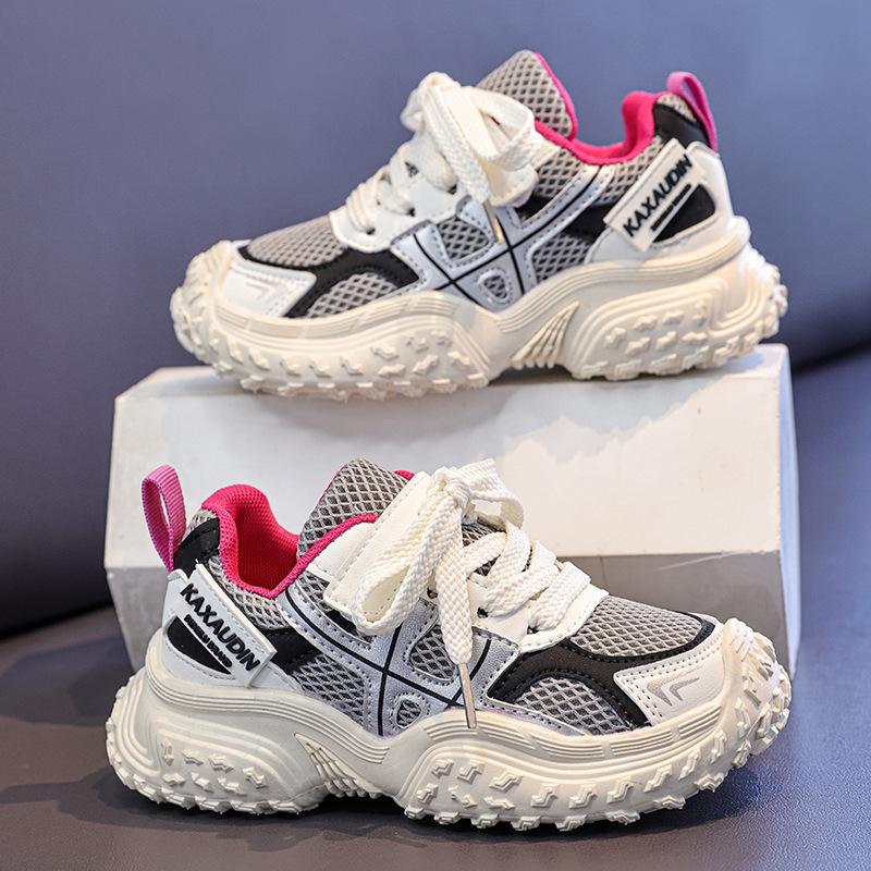 Girls' Color-blocked Sneakers for Small, Medium, and Large children2026New Autumn Mesh Children's Running Shoes Boys' Casual Shoes