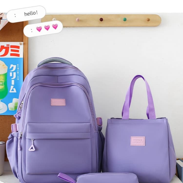 Three-piece nylon backpack student bag