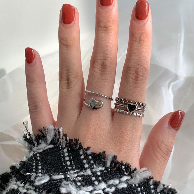 Korean Retro Heart-Shaped 925 Silver Open Ring for Women - Versatile, Trendy Design for Students and Everyday Wear