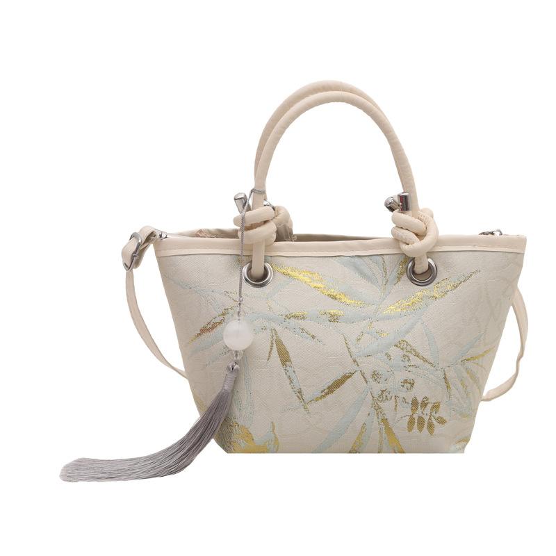 Embroidered Scenery Mini Tassel Pink Bag for Women Chinese Style Lady Casual Tote Handbags and Purse Female Small Phone Bags