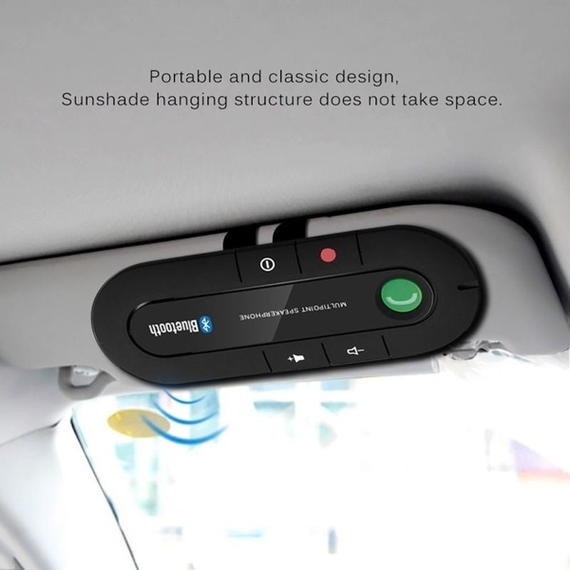Bluetooth Handsfree Car Kit Wireless Bluetooth Adapter Receiver Speakerphone MP3 Music Player with Car Sun Visor Clip Auto Accessories Car Bluetooth