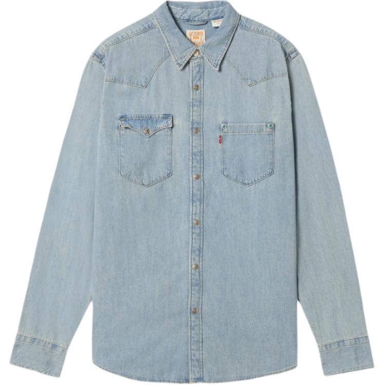 Levis Neformální Pohodlná Jednoduchá Francouzská Džínová Košile s Dlouhým Rukávem Pánské košile 004KH-0000