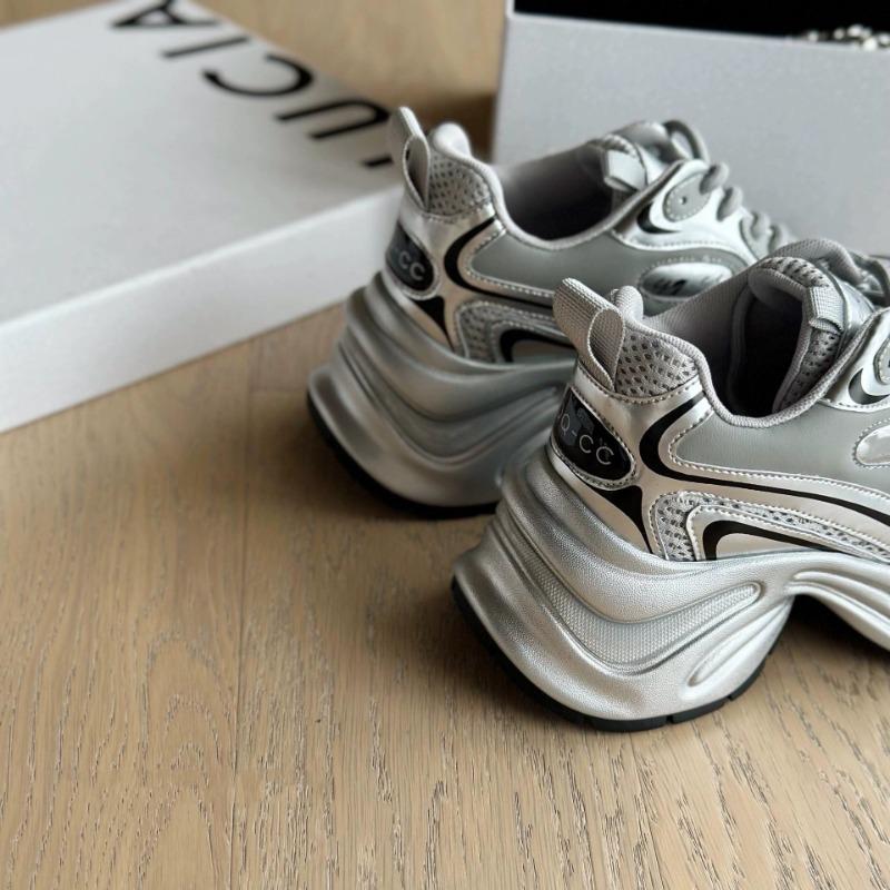 White Deer Silver Dad Shoes Women's Spring New Small Height Increase Thick-soled Versatile Casual Sports Shoes