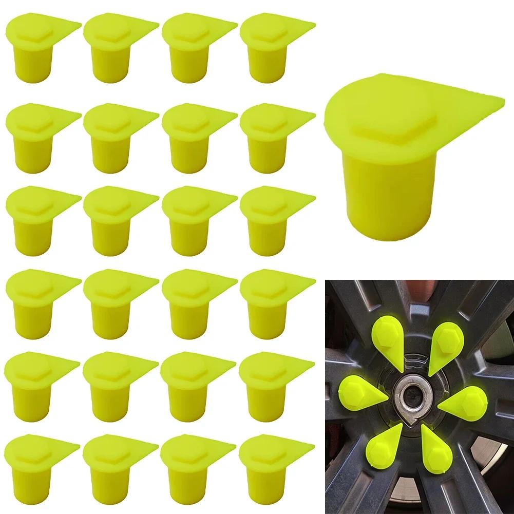 25 X 21mm Dust Cap Long Wheel Nut Indicators Yellow Safety Wheel Nut Indicators Polyethylene  Parts Accessories