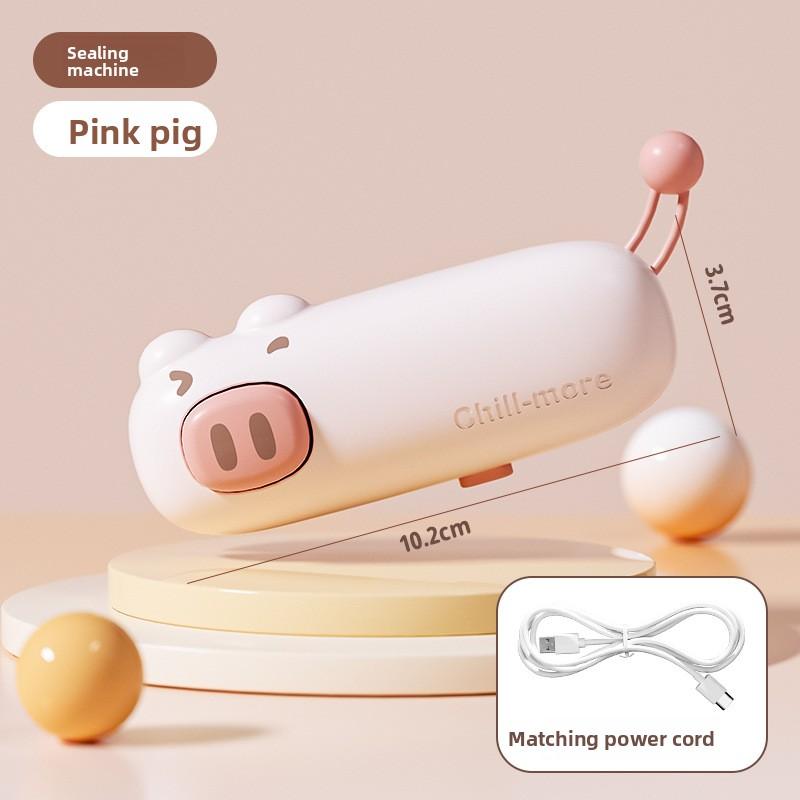 

Small Household Sealing Machine, Portable Mini Snack Sealing Machine, Plastic Bag Sealing, Clamp Sealing and Heat Sealing Machine Pink Pig
