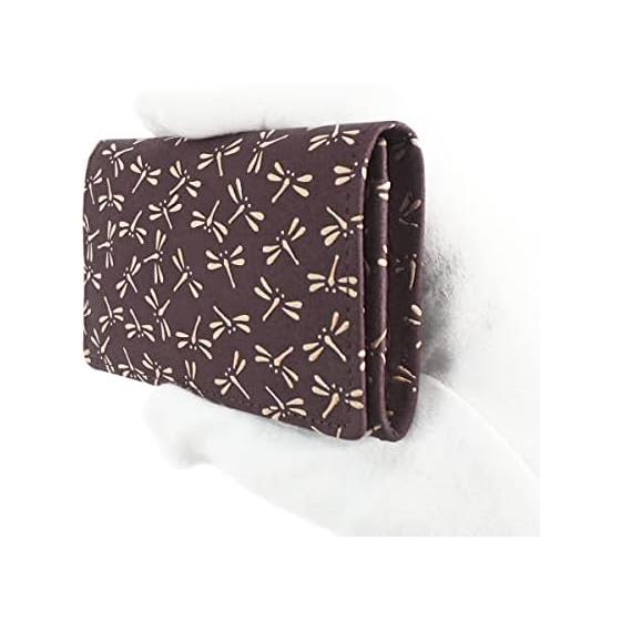 Indenya Card Case, Large Capacity, Deer Leather, Purple with White Lacquer Dragonfly Pattern, 2501-16-008