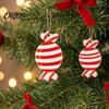 Christmas Tree Pendant Set 12/24/36Pcs Candy Cane Ornaments, Wooden Xmas Decor with Red Green Hanging Ornaments Striped Color, Holiday Decorations for