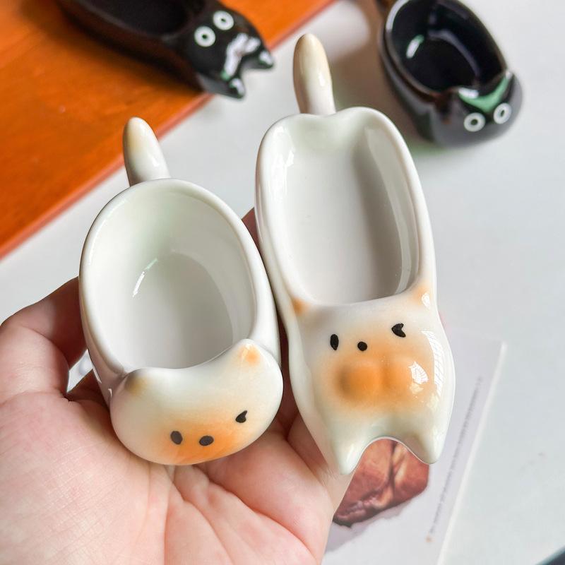 Ceramiczna Mini Miseczka do Zanurzania w Kształcie Kota Dodatek Mała Miseczka Domowe Naczynia Stołowe Dekoracyjny Miska dla Kota na Stół Kuchenny