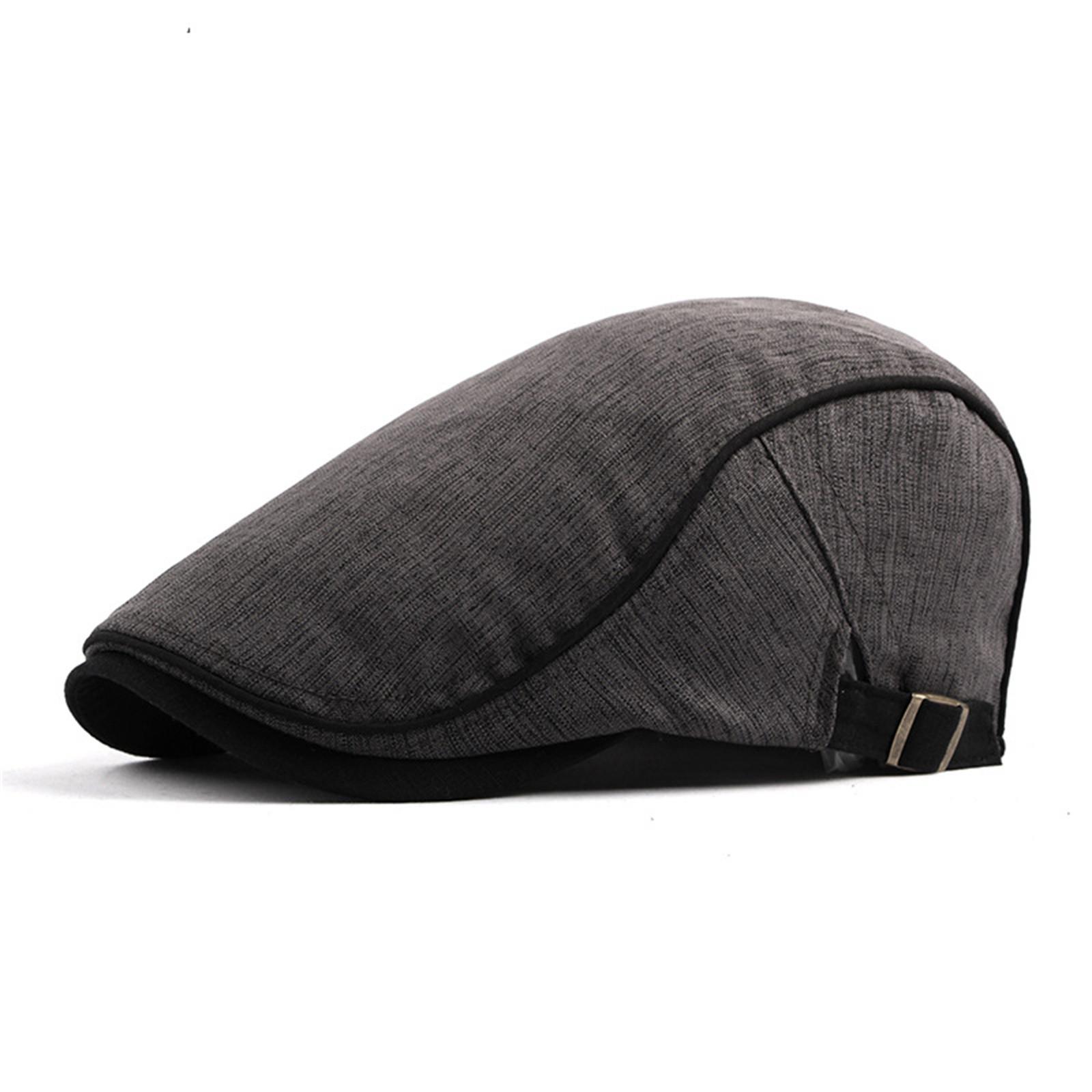 Men s Cotton Beret Hat British Style Newsboy Cap Adjustable Flat Cap Lightweight Breathable Classic Design One Size