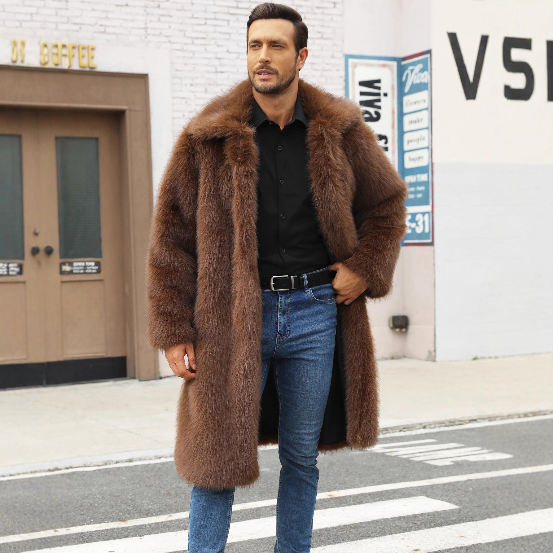 

Men s New Autumn and Winter Fashionable Versatile Coats S коричневий