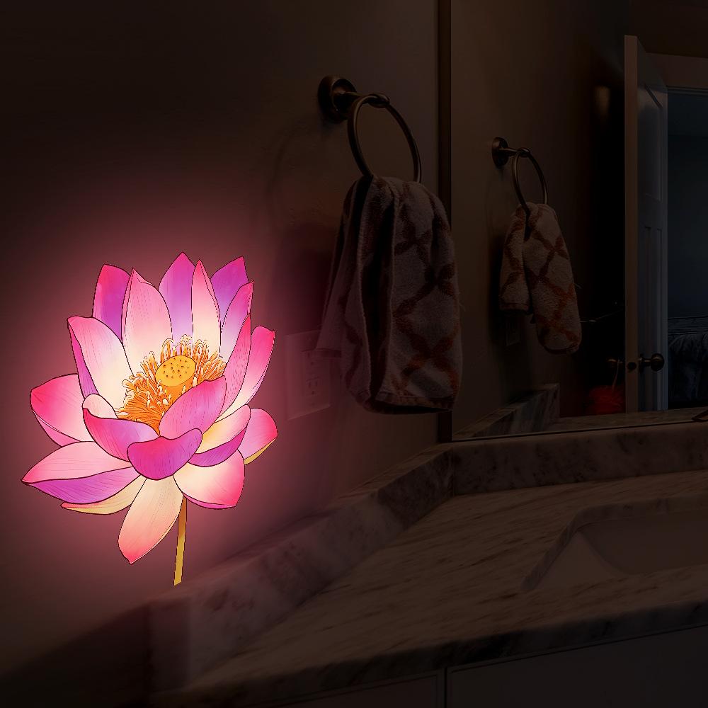Nachtleuchtfarben Die blühende Lotusblume im Wohnzimmer, Esszimmer, Heimdekoration, Hintergrundwand, Wandaufkleber