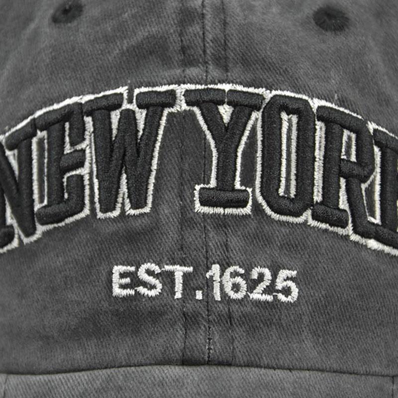 New Vintage New York Letter Embroidered Cotton Baseball Cap Adjustable Four Seasons Sunshade Sun Washed Hat Snapback Trucker Hat