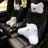 Cartoon Bear Headrest & Neck Pillow: Cute Plush Lumbar Support for Comfortable Car Rides