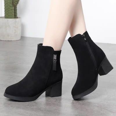 Damenstiefel 2024 Neue Herbstmode Elegante Stiefeletten Damen Faux Wildleder Elegante Concise Solide Farben High Heel Schuhe für Damen