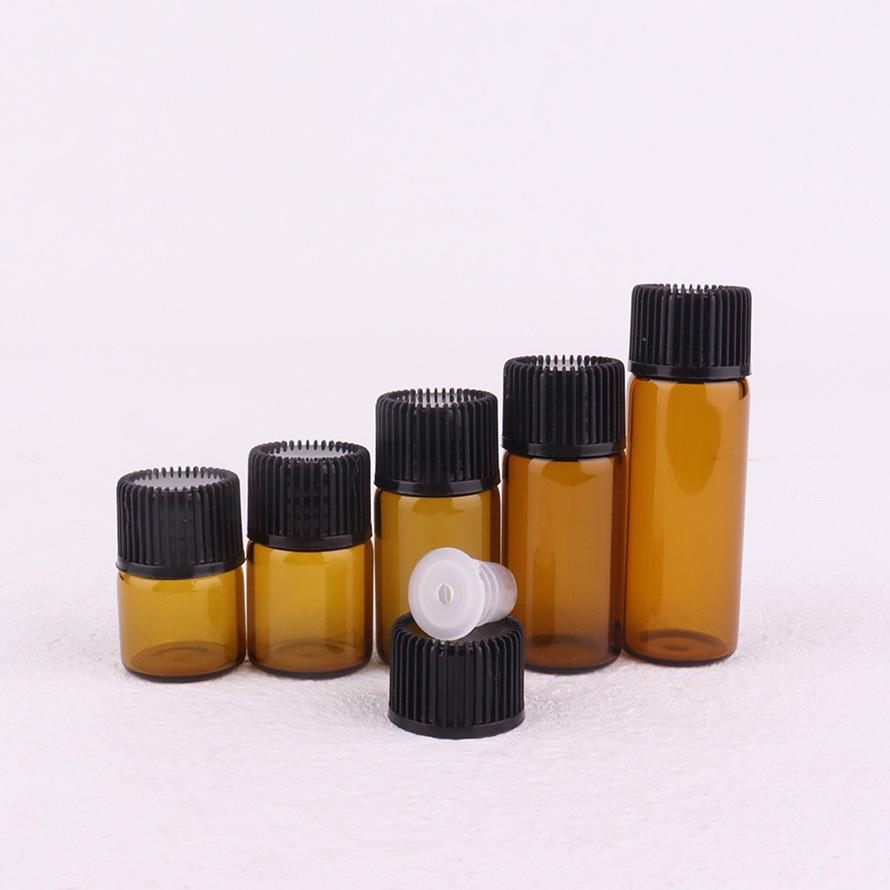 1ml, 2ml, 3ml Brown Essential Oil Bottles for Decanting 5ml Samples - Empty Glass Containers Available.